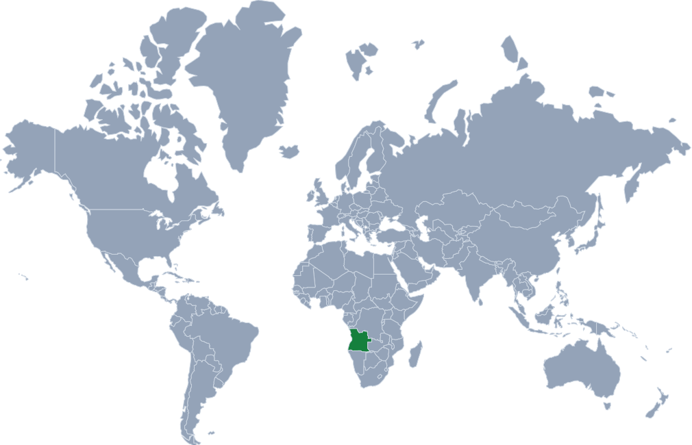 Angola localização no mapa-múndi