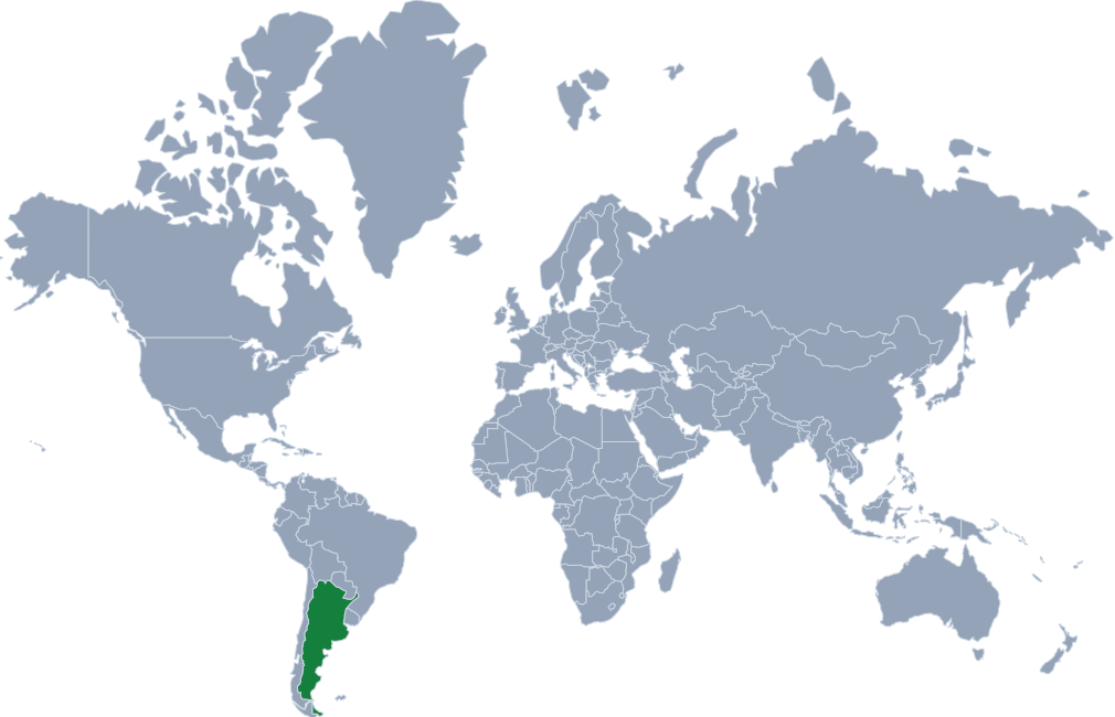 Argentina location in world map