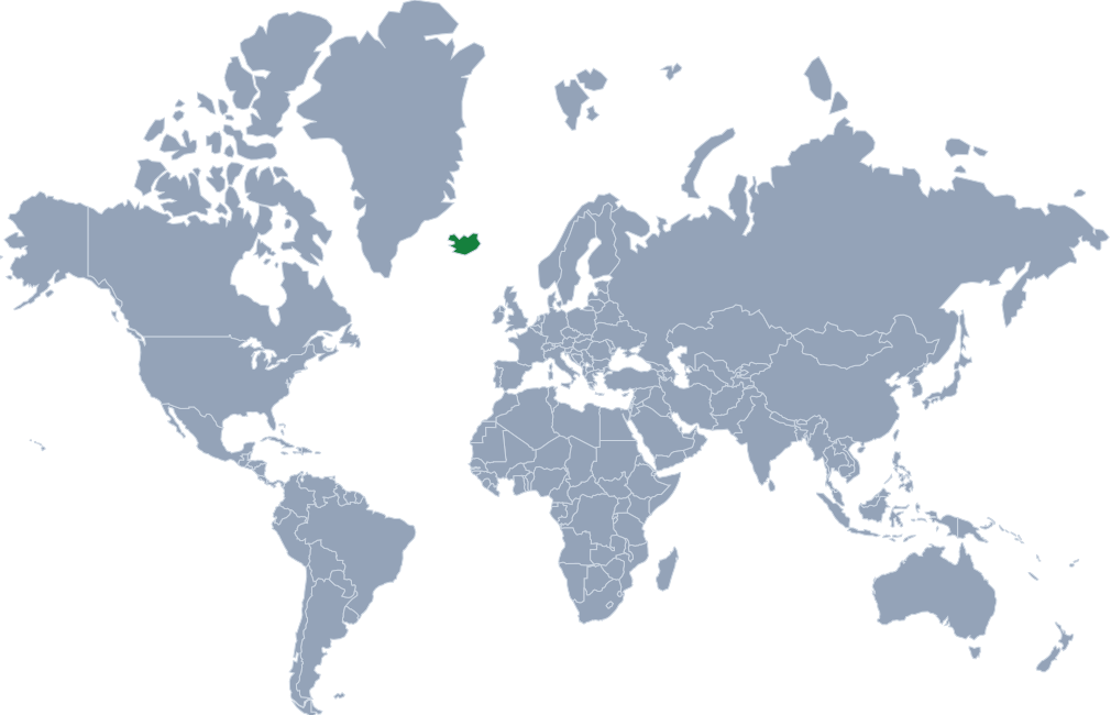 Islândia localização no mapa-múndi
