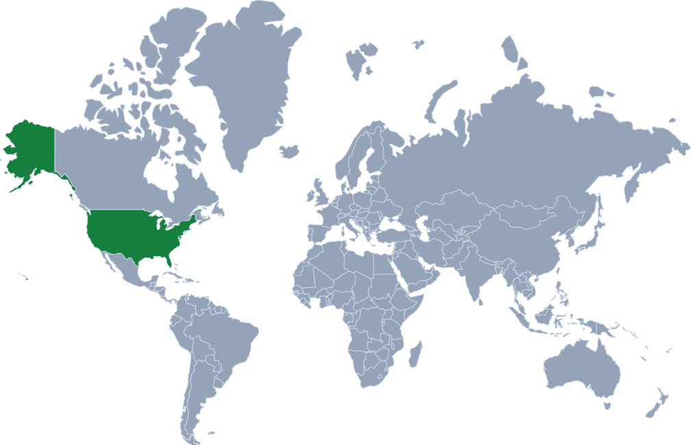 United States of America location in world map